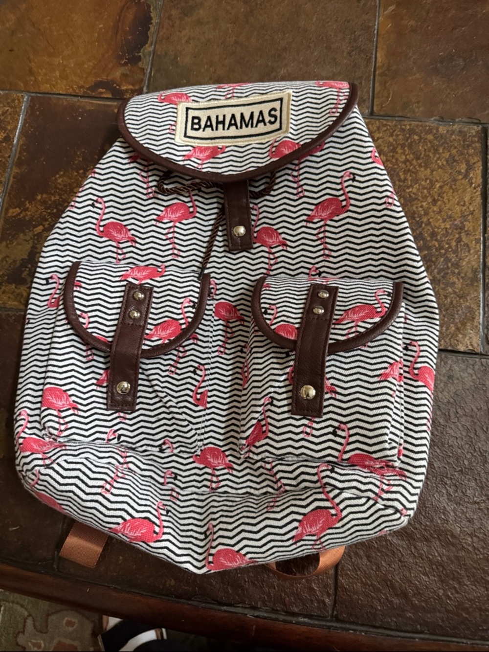 BAHAMAS Flamingo Canvas Backpack - Pink & Black